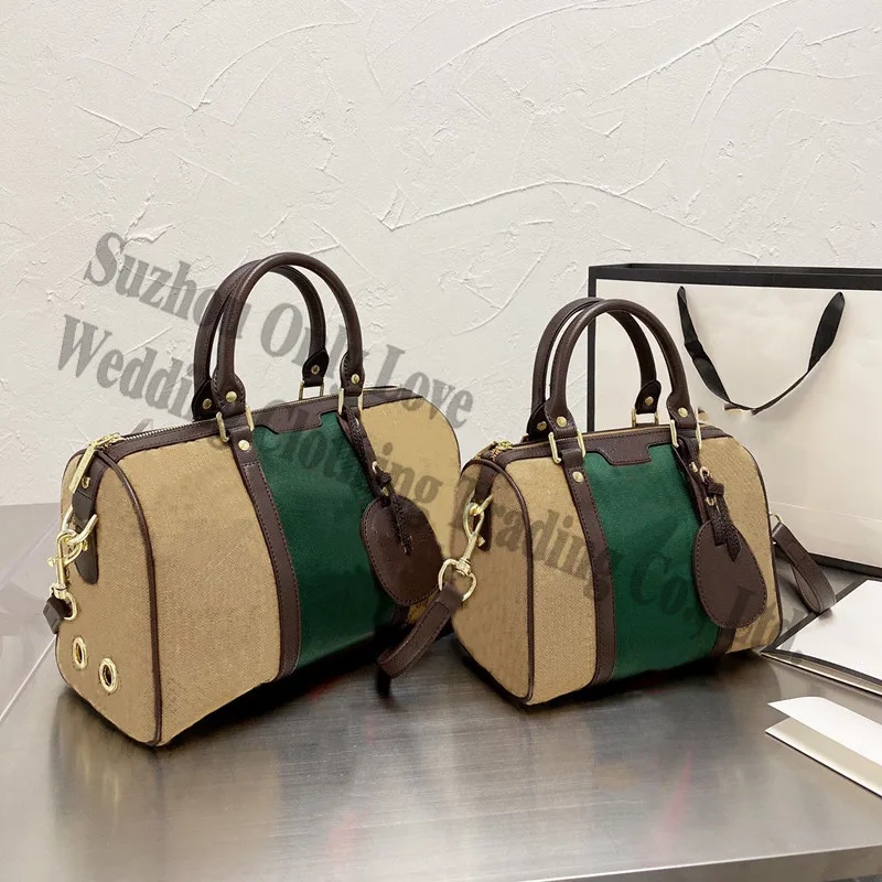 

Modern Women Canvas Pillow Middle Size Green And Red stripe HandBags Ladies Shoulder One Side Bag High Capacity Cross Body Bag