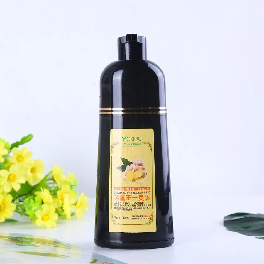 

Customize and Wholesale Mokeru Natural Ginger Black Hair Dye Shampoo Permanent Black Shampoo For Men Women Gray Hair