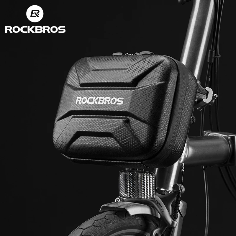 

ROCKBROS Waterproof Bicycle Front Handlebar Bike Bag Hard Shell Front Frame Bike Case Bag, Black