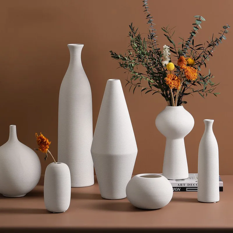 

Hot Sale Nordic Style Florero Jarrones White Porcelain Ceramic Vases For Home Decor