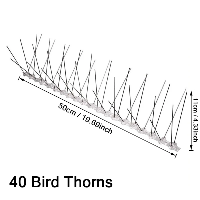 

Spiked Deterrent Plastic Bird Repellent Tool Stainless Steel Spiked Strip Bird Guard, Black