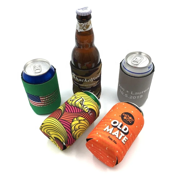 
Full Sublimation Printed Custom Logo 3mm Neoprene Foldable Beer Can cooler 