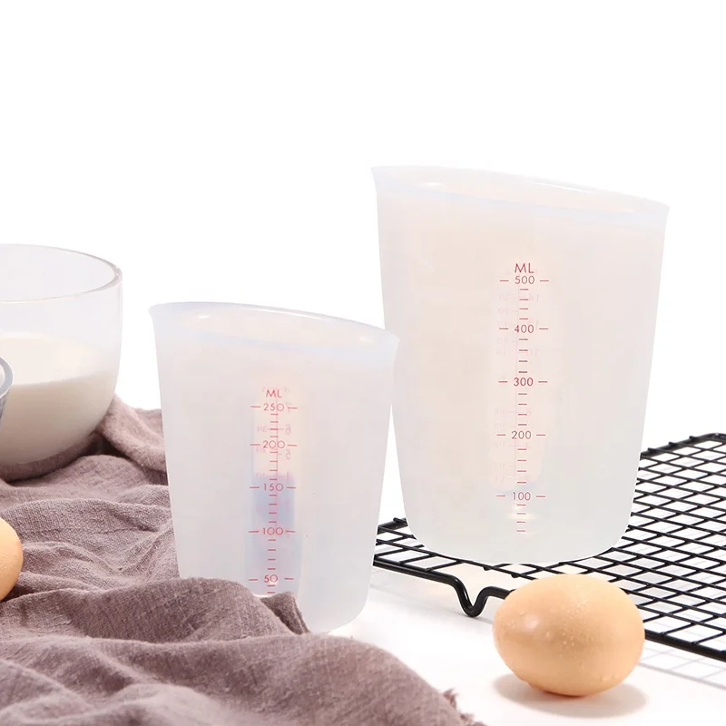 
Wholesale 250ML Soft plastic digital measuring cups kitchen Measuring Tools tool Food grade measuring cup silicone in Baking cup 