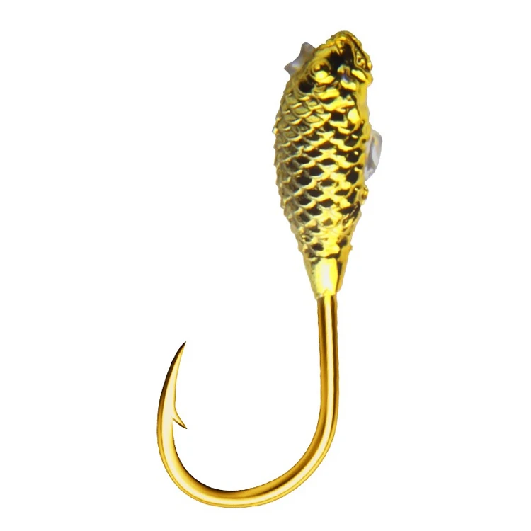

Upturned bionic fish barbs streamer fishing hook frog custom, Black chrome / tin