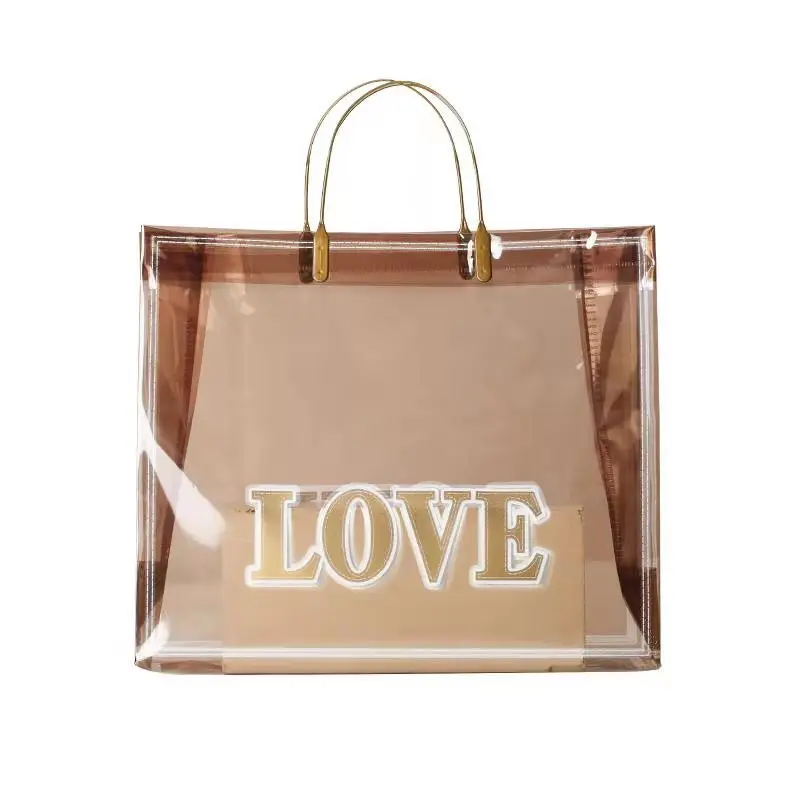 

handbag lady Transparent handbag gift bag clothing store clothes plastic bag thickening printing logo shopping bag wholesale, Customizable