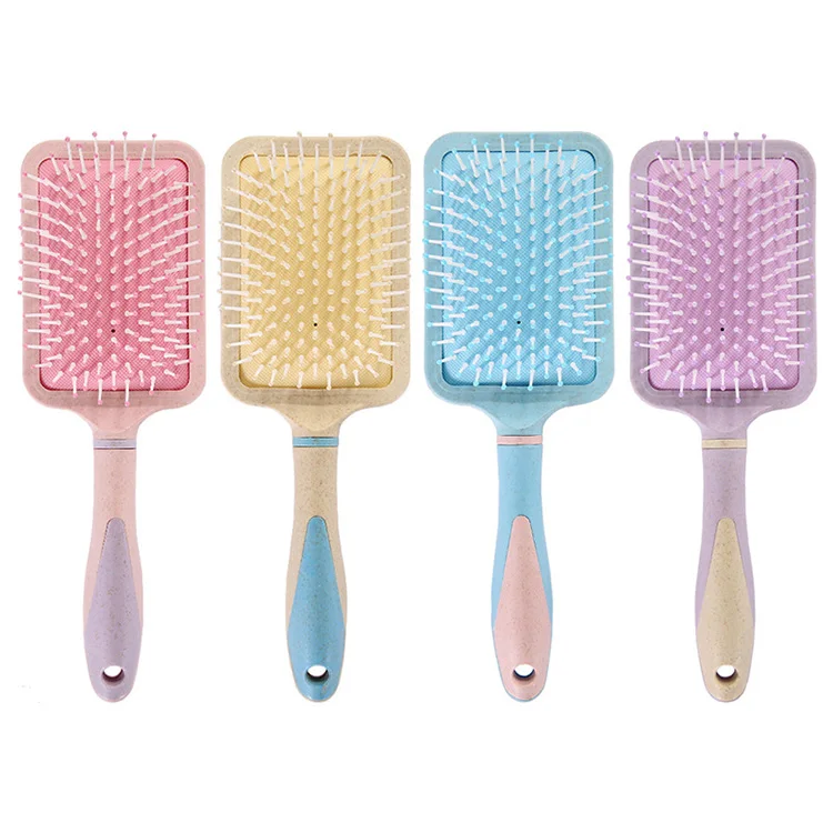 

Pink Anti-Static Detangling Wheat Straw Airbag Eco Friendly Massage Paddle Hair Brush With Air Cushion, Pink,purple,yellow,blue or customized color accepted