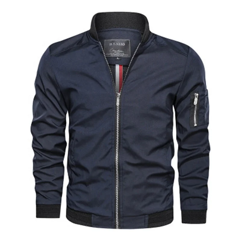 

Thin Baseball Solid Color Slim Oversize Men's Jackets, Khaki/red/black/dark blue/army green