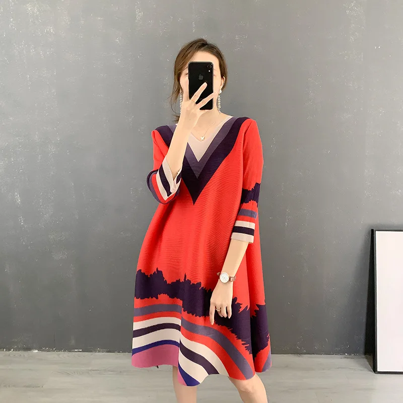 

FXZ pleated dress spring summer 2022 new design women plus size women issey miyake pleats dresses, Customized color