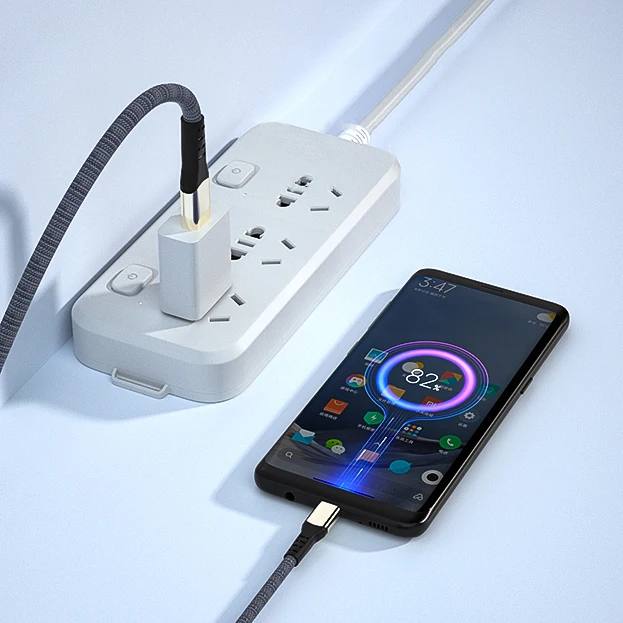 

2021 New Style Usb 2.0 Type C Data Cable Fast Charging Usb-c Cable Braided Usb A To Type C Charger Cable, Gray, black, red