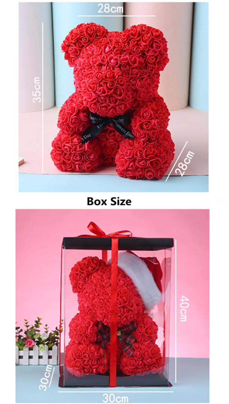 Preserved Artificial Rose Bear Lovely Heart Rose Bear 40cm Foam Flower