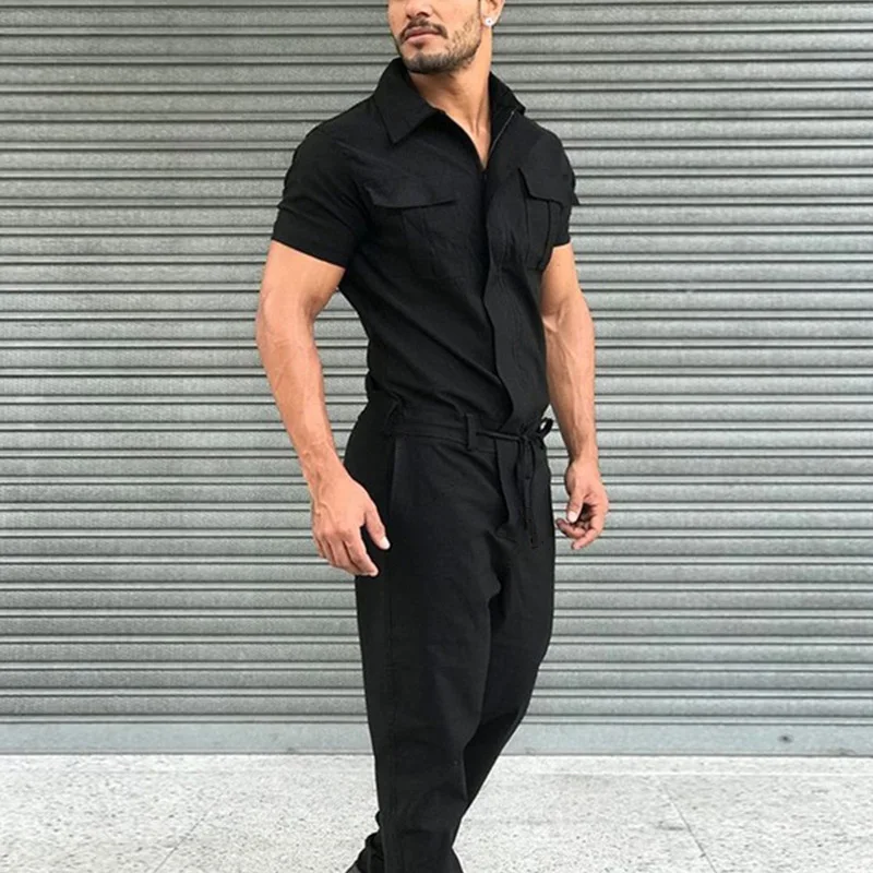 

JM043 High quality mens jumpsuits summer belted cargo jumpsuits 2021 men one piece mens jumpsuit, Customized color