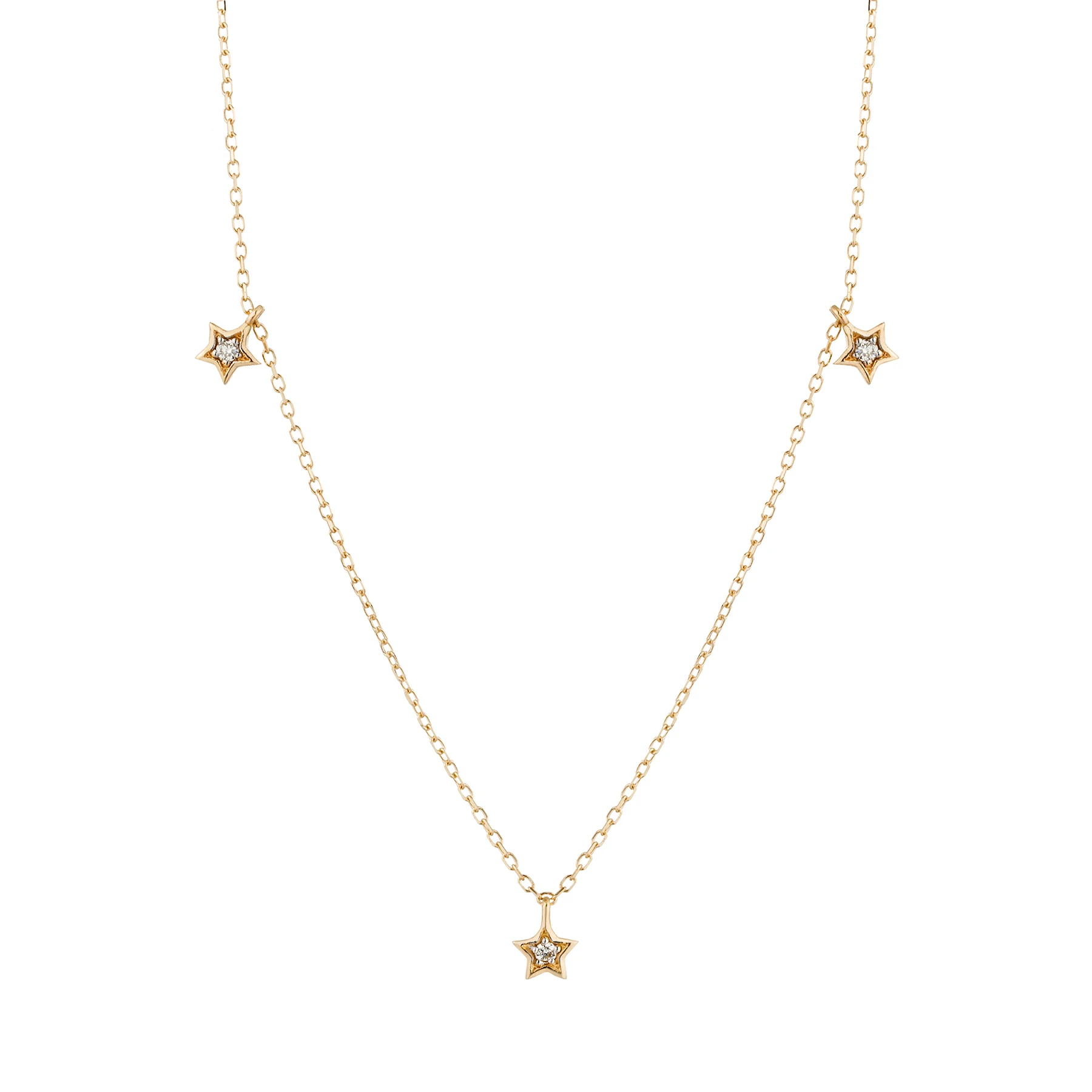 

Mercery 14 K Necklaces True Gold Colar Jewelry Kolye Women Fashion Collier Mama Star 14K Solid Gold Diamond Necklaces