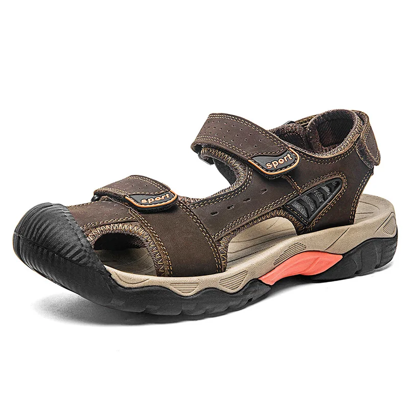 

High Quality Outdoor Casual Beach Sandals Anti-slip Durable Shock Absorption Men Leather Sandals