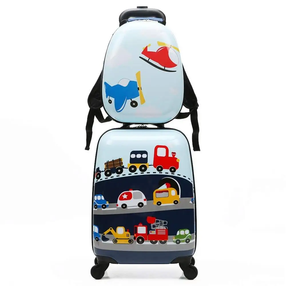 

Kids Carry On Set Universal Wheels 18 inch kids luggage and 13 inch kids backpack Set Children Suitcase Set, Green