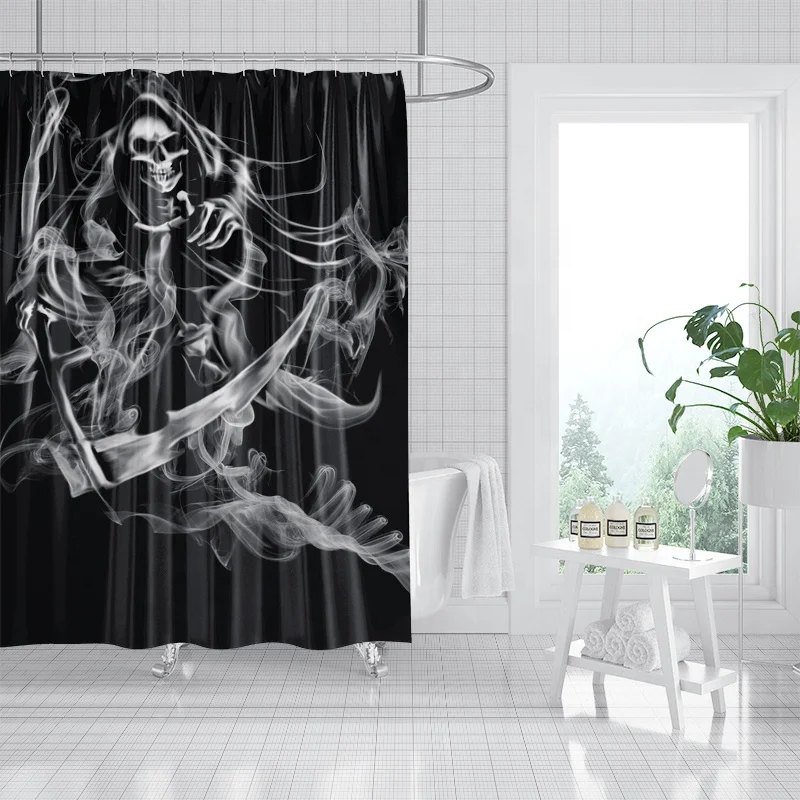 

Black Art Shower Curtain With Hook Digital Printed Sublimation Bathroom Shower Curtain