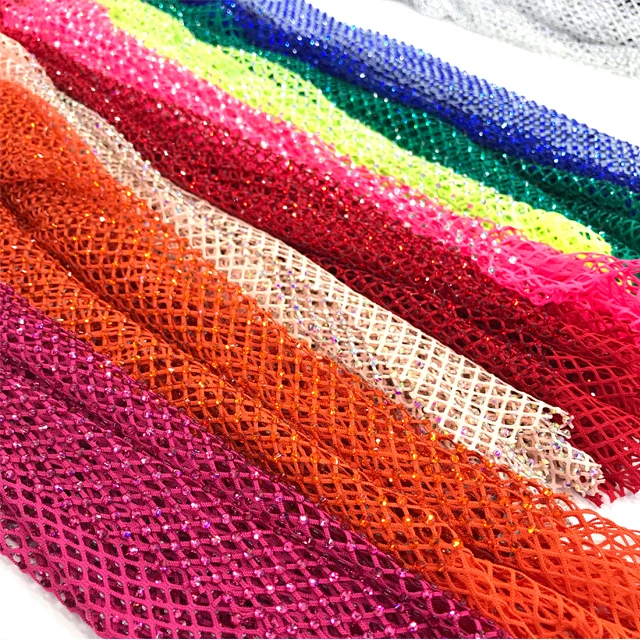 

va123 Sexy Stretchable Elastic Kinting Net Rhinestone Fishnet Mesh Fabric for Vamp Cloth Bag Accessories