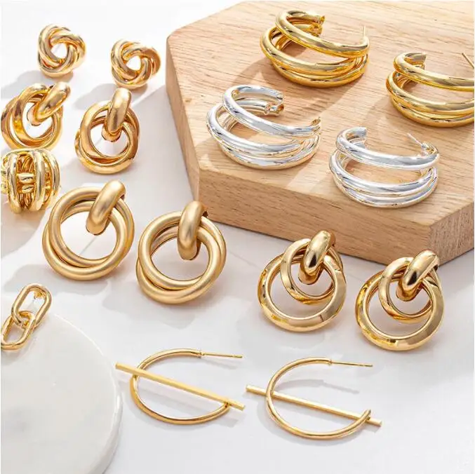 

Gold Big hoop Earrings Korean Geometry Metal Earrings For women Female Vintage Drop Earrings Pendants 2021 Trend Fashion Jewelry, Same as pictures show,5% color difference exist