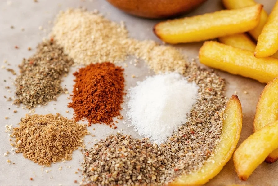 Fries sprinkled with burger fry seasoning