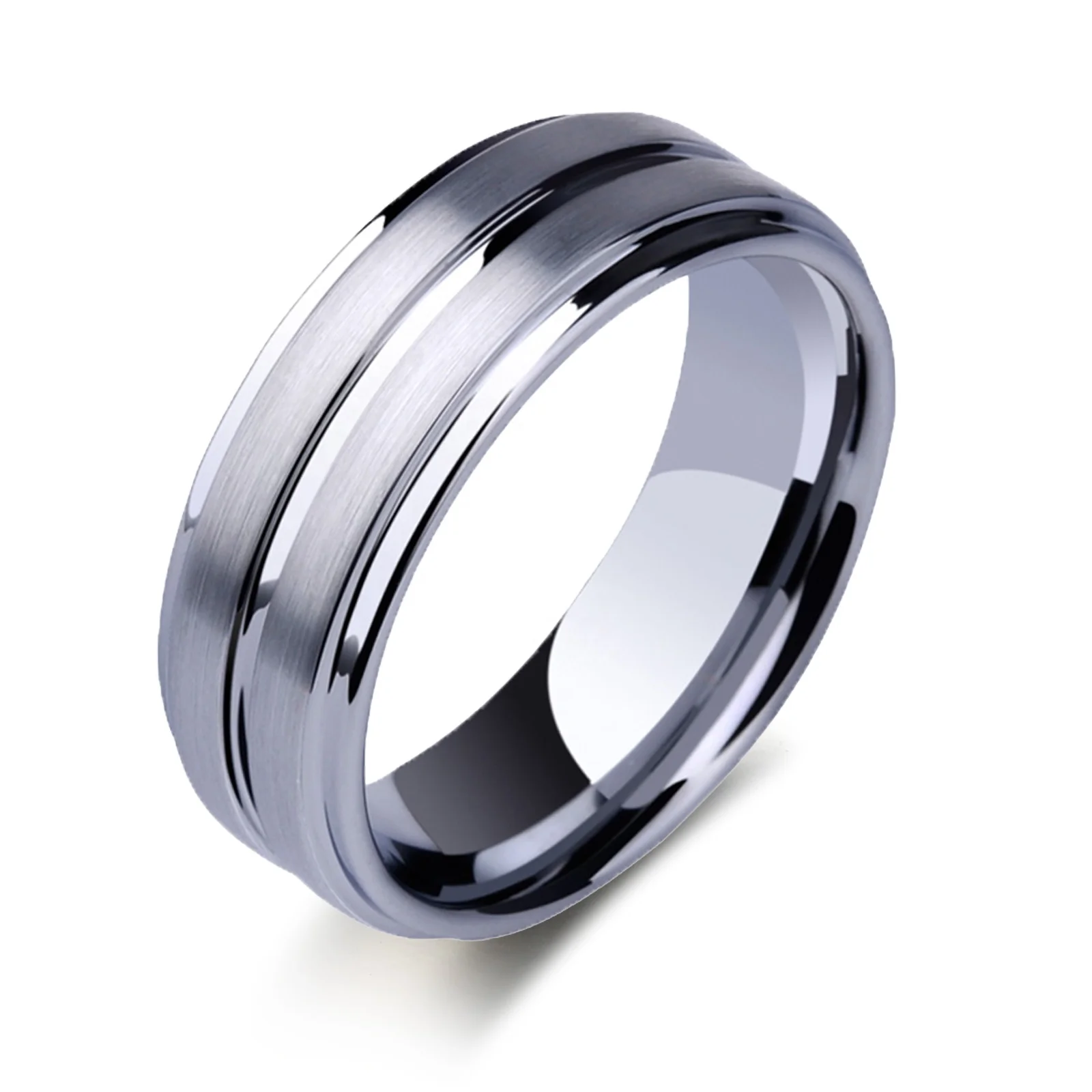 

Newshe Tungsten Carbide Rings For Men Groove Ring 8mm Mens Wedding Band Charm Jewelry Gift Size 8-13 TRX061