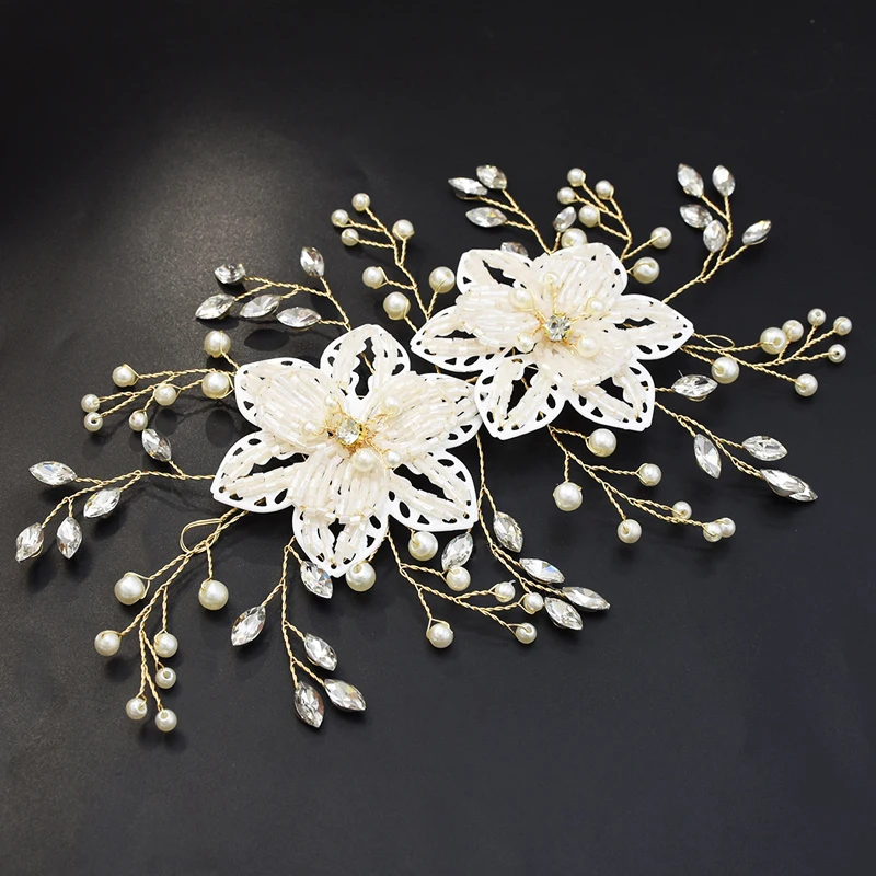 

New Fashion Crystal Beaded Flower Hair Band Bride Rhinestone Hair Accessories Wedding Photography Jewelry