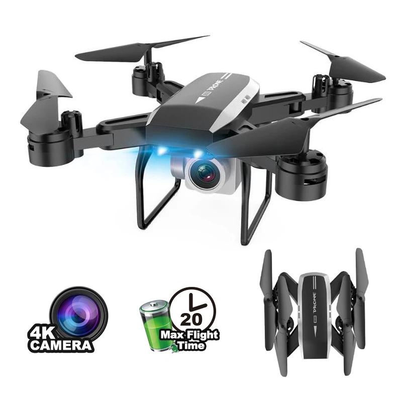 

Cheap Price Foldable WiFi Drone 4K HD Camera WiFi Aerial Photography RC Quadcopter For kids, Black, white