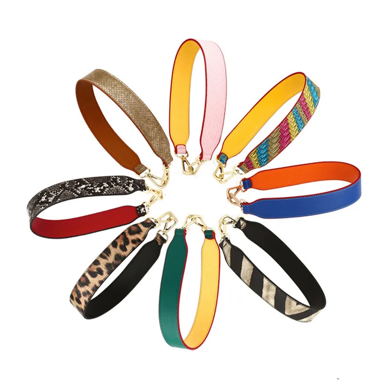 

2021 New 1 piece Fashion colorful leather rivet wide Crossbody shoulder Bag Strap belt DIY Hanger handles with buckle