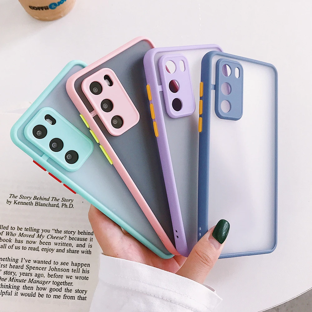 

2021 Camera Protection Phone Case For Huawei P50 P40 Pro P30 P20 Mate 30 20 Pro Nova Case Soft TPU Candy Color Frame Back Cover