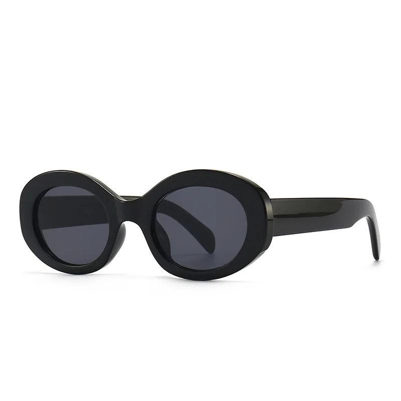 

trend street shooting black resin lens marble pattern oval sunglasses