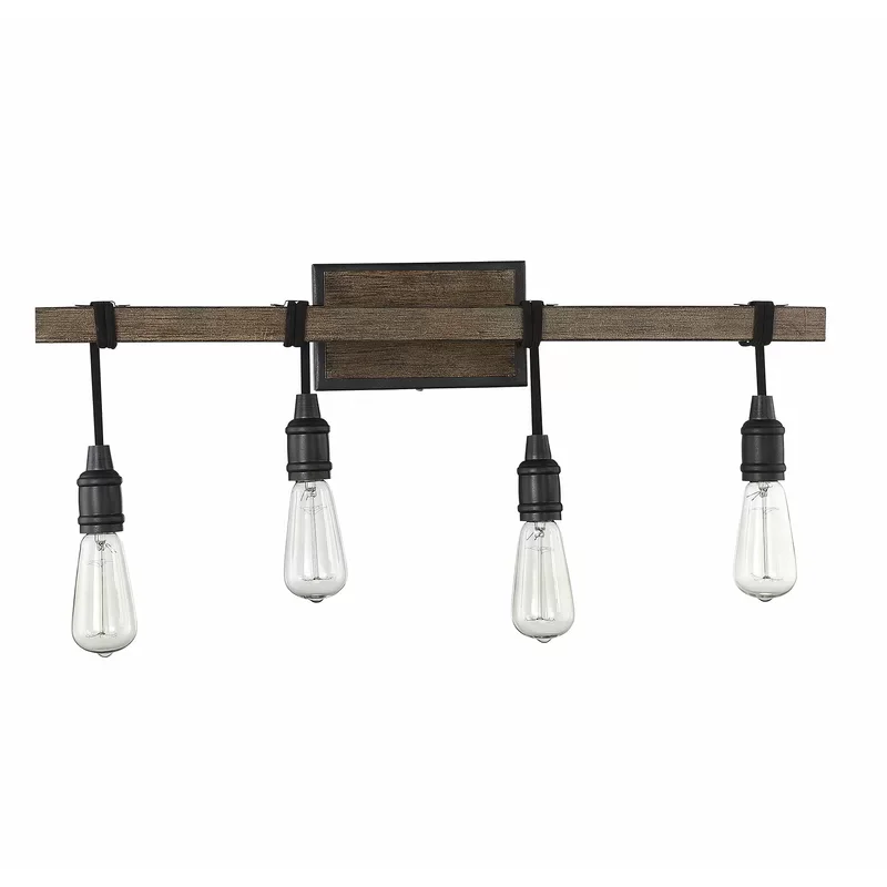Rustic-Inspired Exposed 4-Light Traditional Industrial Hanging Wall Sconce Simple Classic Vanity String Light