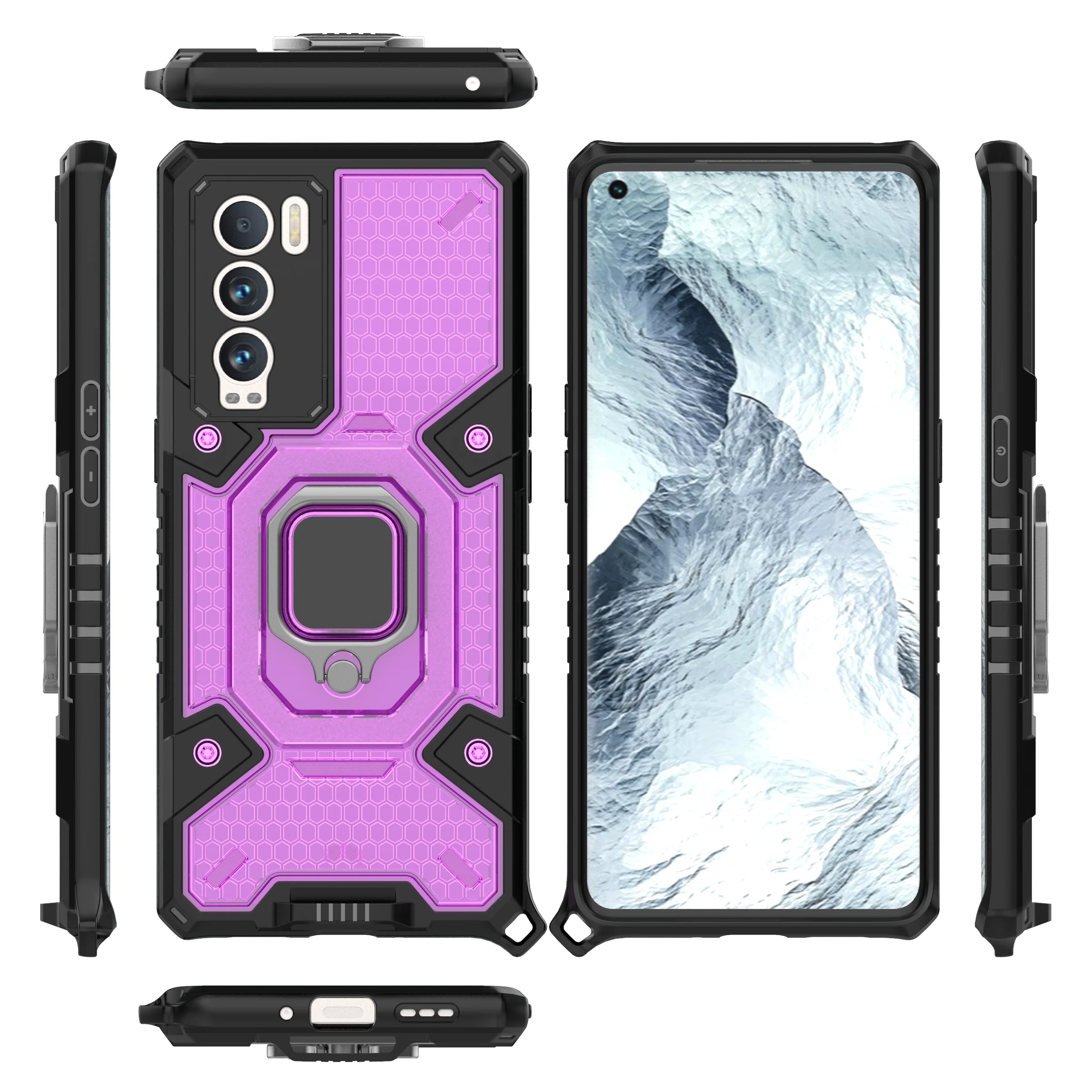 

High Quality Military Style Cover Camera Lens Protection Phone Case With Ring Holder For OPPO REALME GT, As pictures
