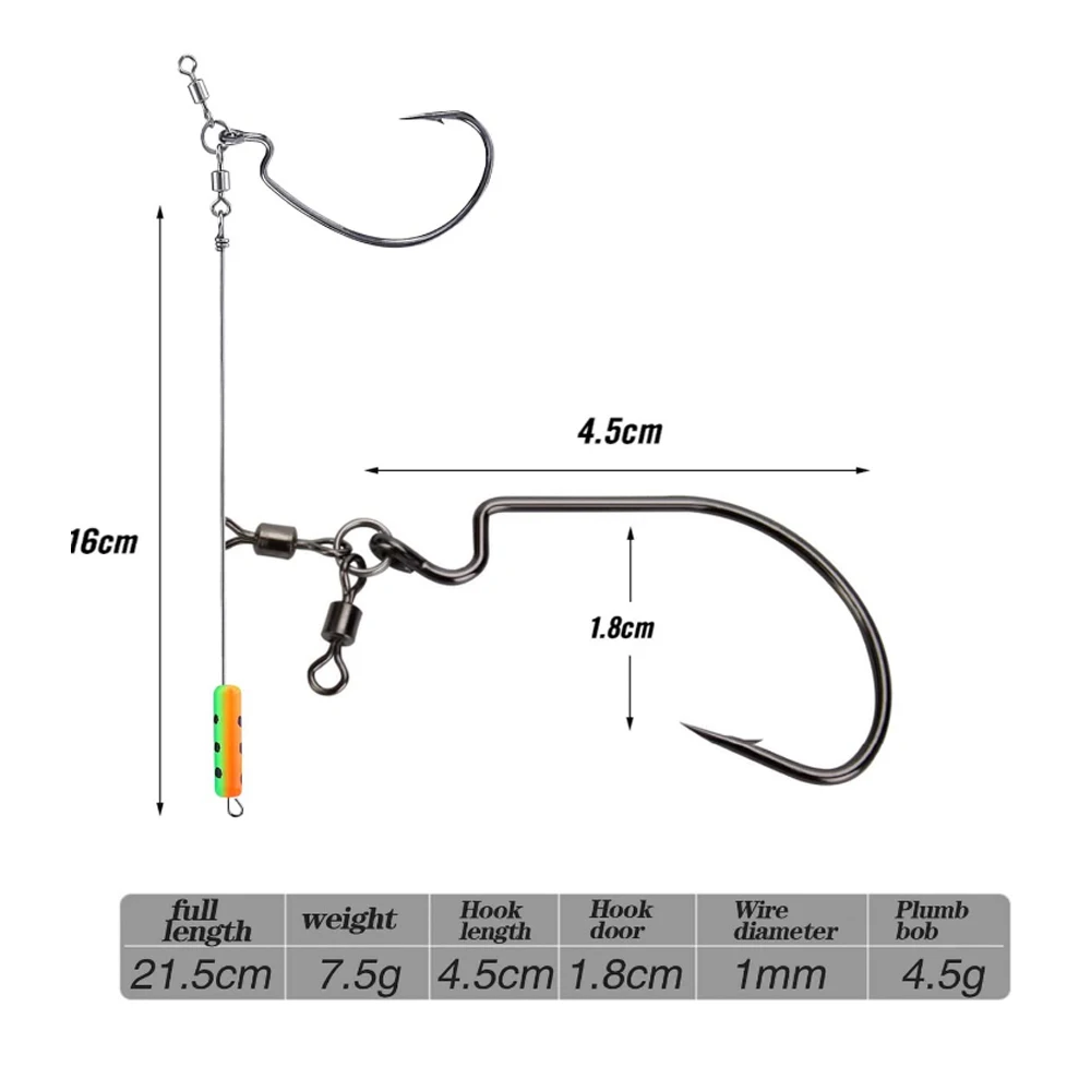 Johncoo Rig Fishing Hook Weight Kit High Carbon Steel Crank Hook