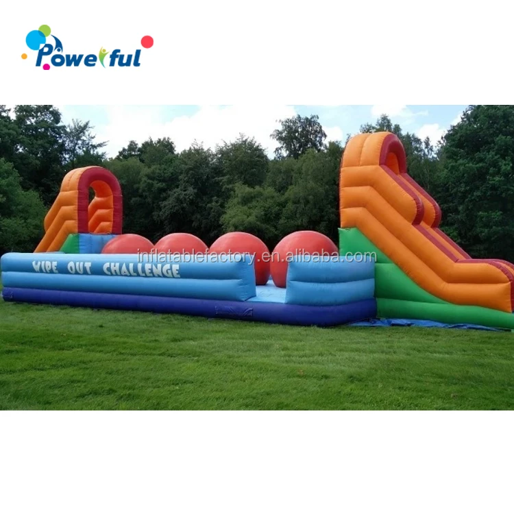 Toxic wipeout big red balls inflatable wipeout challenge for adult