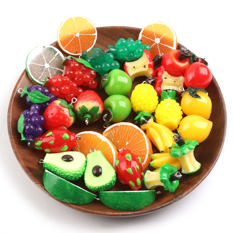 

5pcs/bag Acrylic Fruit Charms Earrings Necklace Pendant Accessories For DIY Jewelry Making, Picture