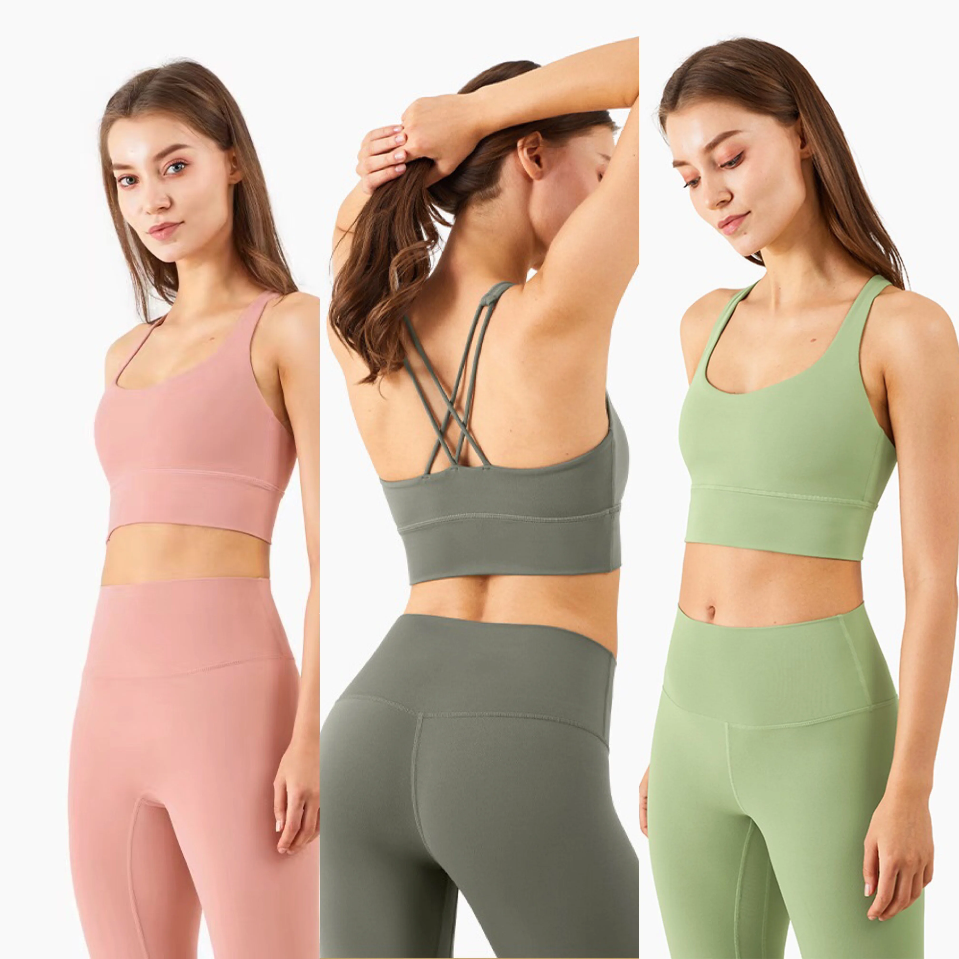 

BBAD1230 two piece yoga set seamless yoga set leggings and sport bra yoga set, Flare,gray,brown
