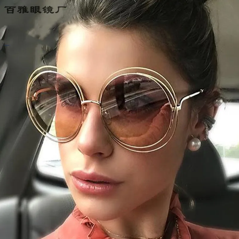 

Lbashades 2021 Fashion Metal Unisex sunglasses Street Popular Steampunk Sun glasses big Round Frame sunglasses