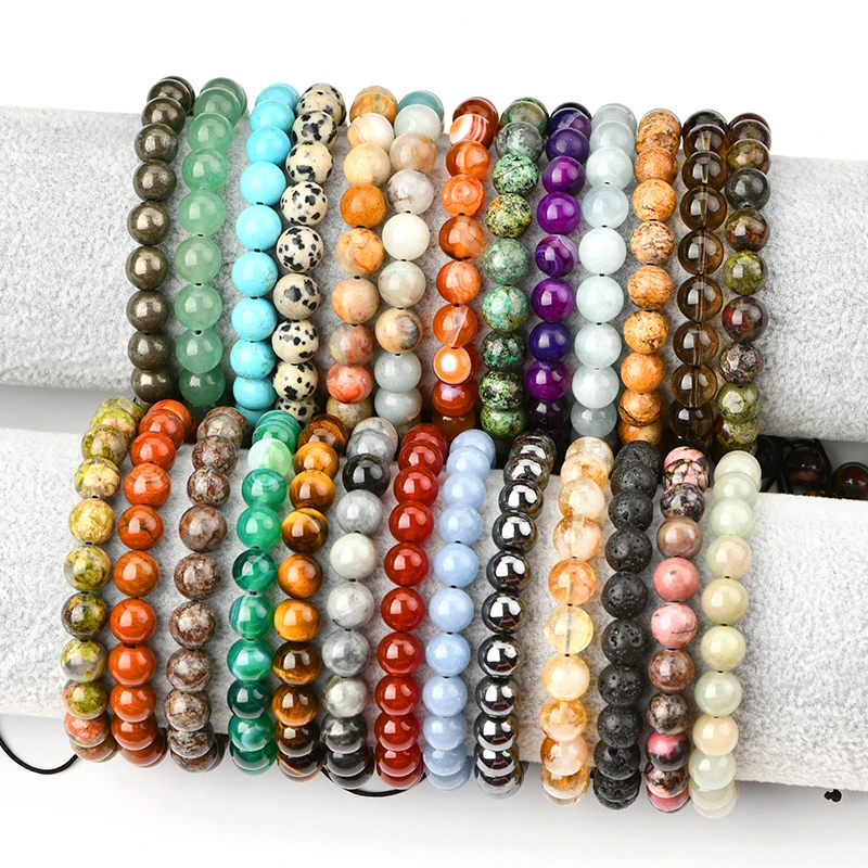 Tiger Eyes Bracelet Crystal Bead Stone Stress Relief Adjustable stone beaded bracelets with adjustable strings