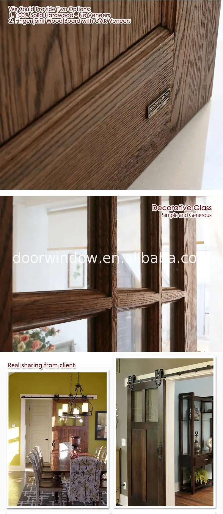 High performance rustic interior barn doors indoor room door design with glass