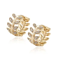 

97769 Xuping new special designs gold fashion jewelry leaf shape zircon earrings for women