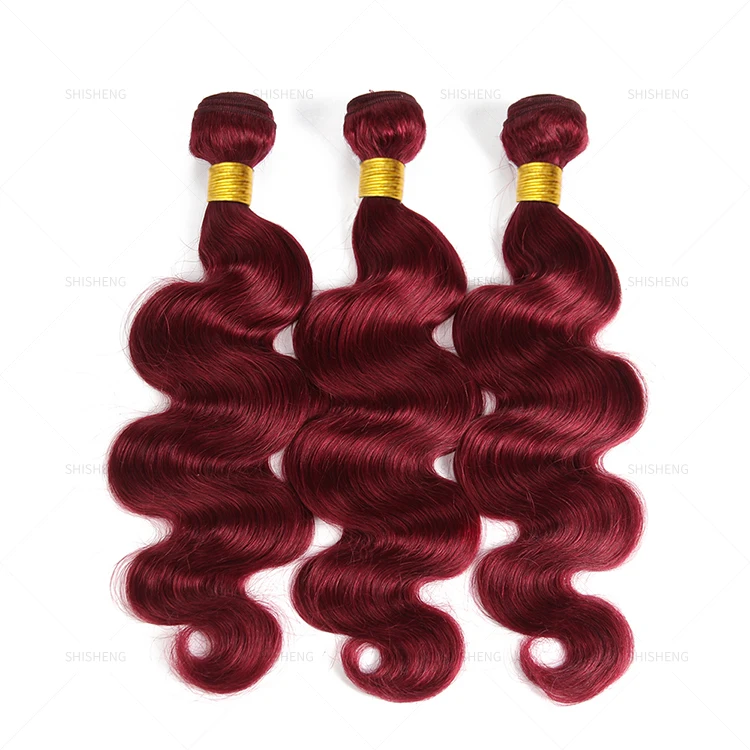 

SHI SHENG Wholesale Burgundy Hair Bundles Wine Red Body Wave synthetic Hair Weaves Bundles for Women