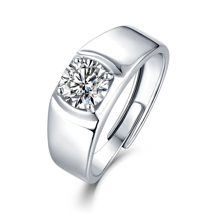 

Thriving Gems Mens Rings Stainless Steel 925 Sliver Moissanite Ring