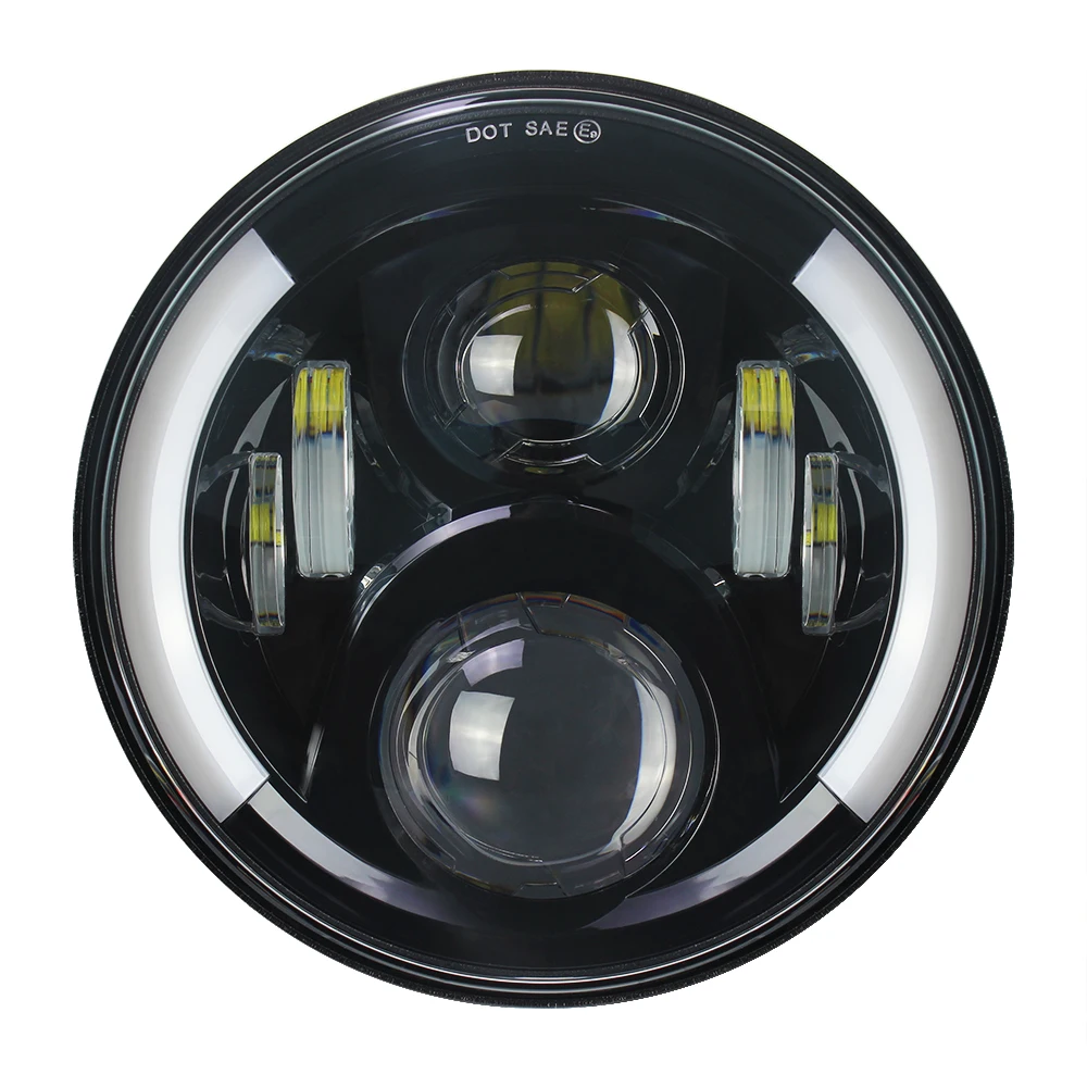 7 Inch LED Headlight Halo Angle Eye DRL Turn Signal Kits For Jeep Wrangler JK TJ CJ LJ Motorcycle