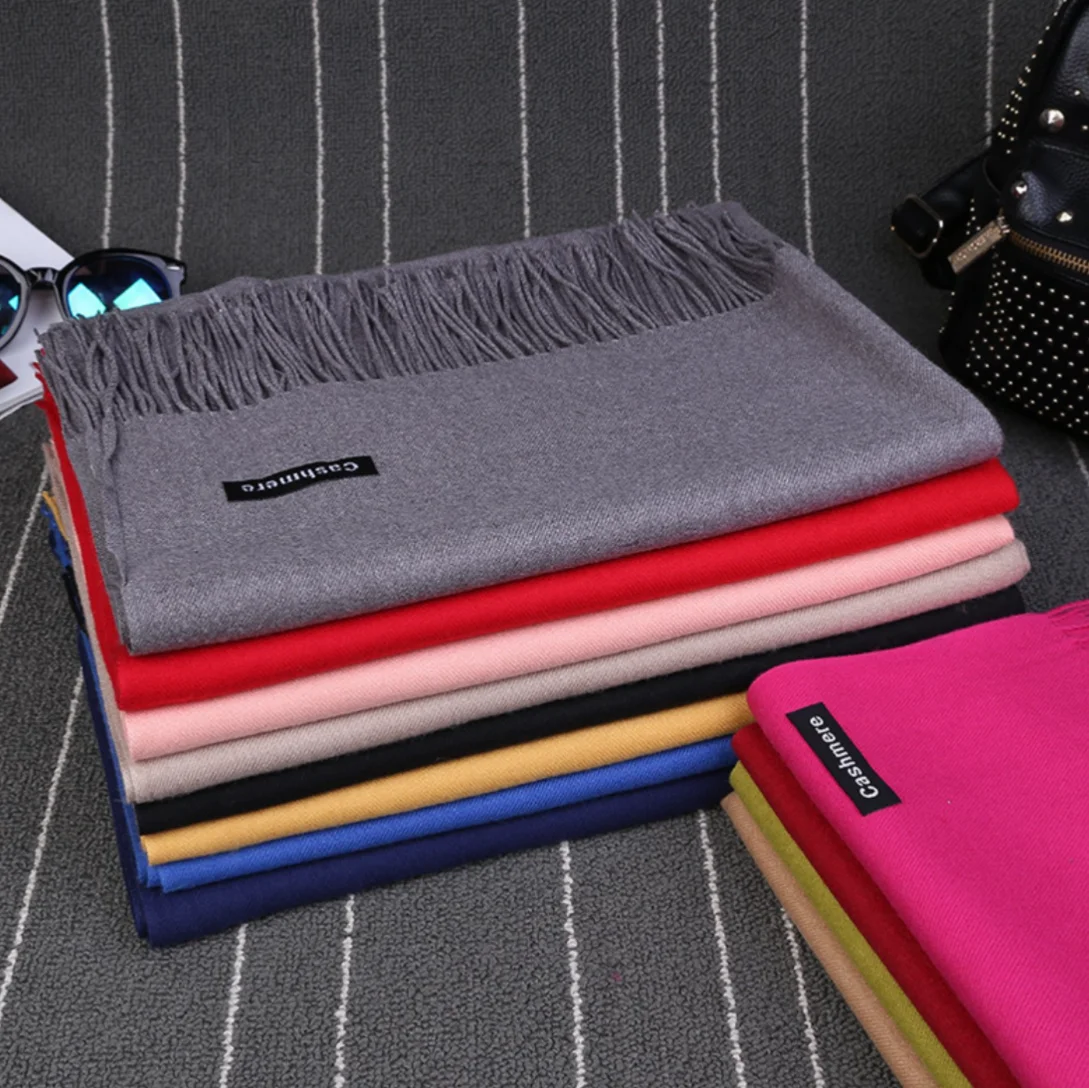
Thick Cashmere-like Scarf Women Tassel Cashmere Shawls Wraps Scarves Winter Plain 