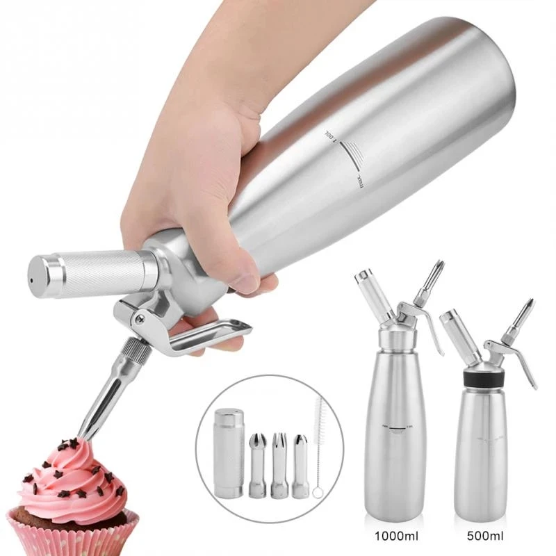 

C272 500ml Aluminium Whipped Cream Dispenser Dessert Tools Stainless Steel Gas Foamer Gun Whipper Kitchen Cream Whipper