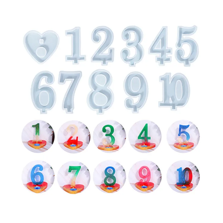 

Y3188 DIY Shiny epoxy resin heart Number Candle Holder Silicone Mold, White