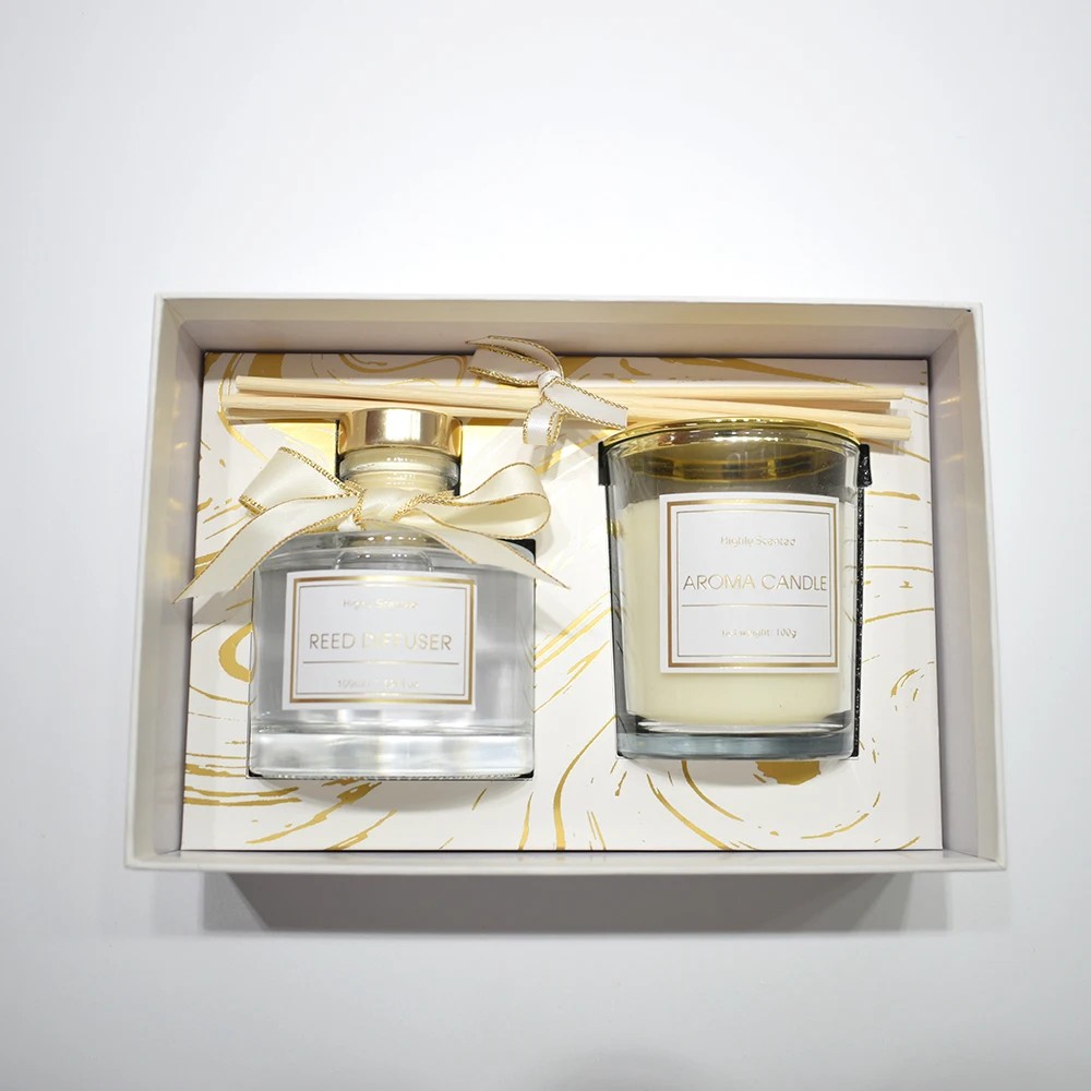 

Luxury home fragrance reed diffuser aromatherapy candle scented gift set