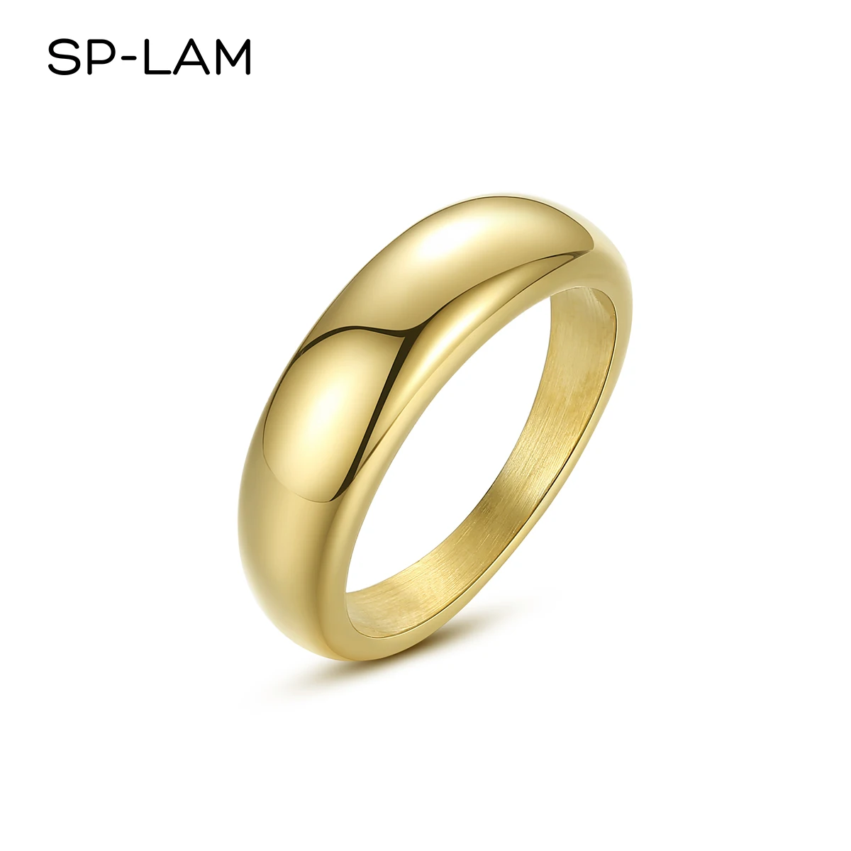 

SP-LAM Classic Round Rings Jewelry Geometric Minimalist Woman Band Simple Fashion 14K Gold Ring