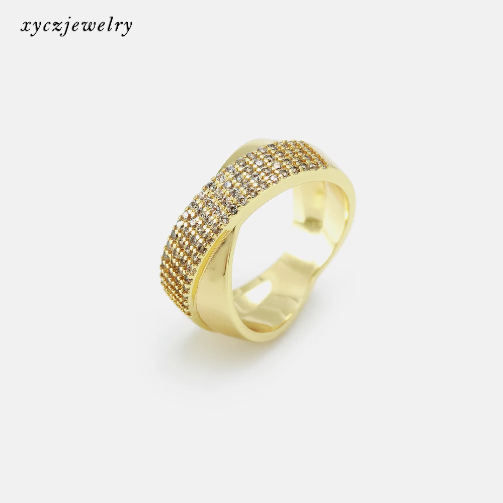 

Brasil 2021 jewelry Special fashion luxury 18k gold plated small stone white zircon gold ring, Picture