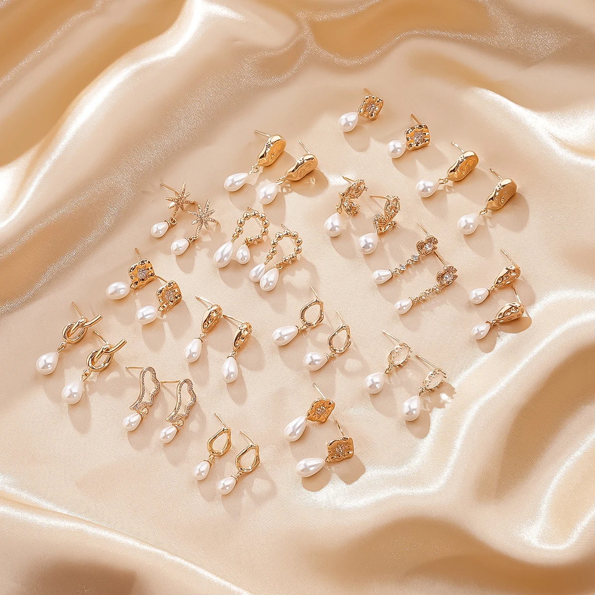 

wholesale fashion gold plated fresh water wedding pearl puddles earrings for women jewelry gift