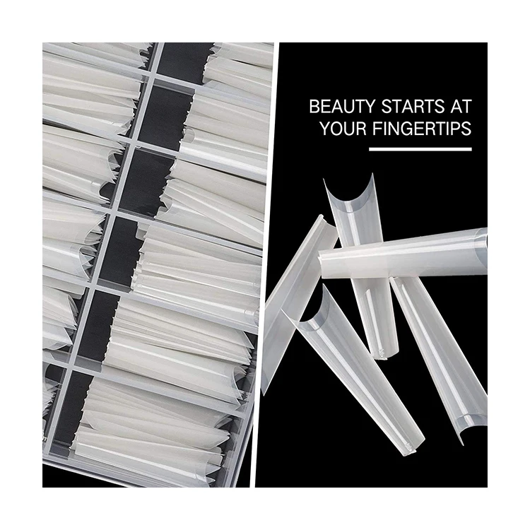 

Half Cover Art Salon Nail Tips Coffin French Patckaging Design False Nails