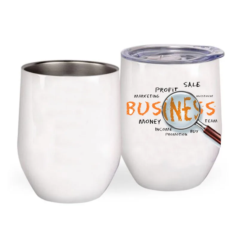 

12oz Double Wall Insulated Polymer Coating Heat Transfer Sublimation Blank Wine Tumbler Cup with Lid and Stainless Steel Straw, White tumbler for sublimation
